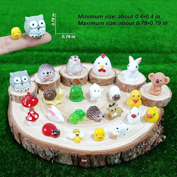 100 Pcs Mini Resin Animals Figures, Mixed Tiny Plastic Animals Figurines to Hide Miniature Fairy Garden Decorations Accessories-BloomoryGarden