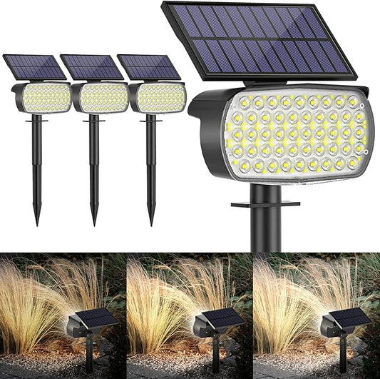 108 LED Solar Spot Lights Outdoor, Solar Lights Outdoor IP65 Waterproof, 3 Modes Solar Landscape Spotlights, Large Solar Panel Solar Powered Lights for Garden Yard Pathway(Cool White/4 Pack)-BloomoryGarden
