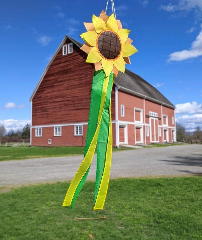 Madrona Brands Sunflower Windsock | Durable Outdoor Hanging Decoration | Yard, Garden, Patio, Home and More | 42-Inch-BloomoryGarden