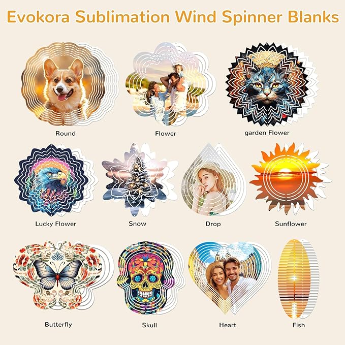 10 Pack Sublimation Wind Spinner Blanks, 10 Inch Sublimation Wind Spinners, 3D Aluminum Metal Hanging Wind Spinner Bulk for Garden Yard Outdoor, Window Porch Decoration for Heat Press Transfer DIY-BloomoryGarden