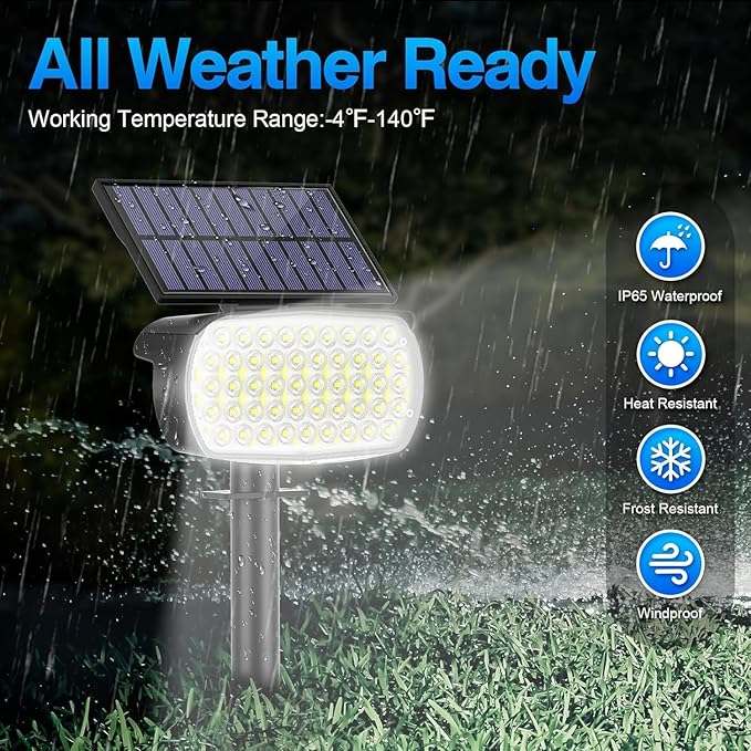 108 LED Solar Spot Lights Outdoor, Solar Lights Outdoor IP65 Waterproof, 3 Modes Solar Landscape Spotlights, Large Panel Solar Powered Lights for Garden Yard Pathway(Cool White/2 Pack)-BloomoryGarden