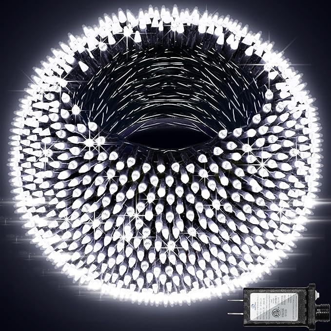 1500 LED 492FT Christmas Lights Outdoors, Green Wire LED String Lights with Timer Memory, Christmas Tree Lights for Indoor Outdoor Christmas Decorations Party Xmas Wedding Garden Patio Cool White-BloomoryGarden