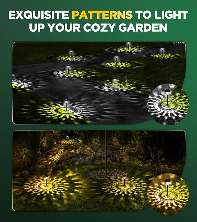 10 Pack Ultra Bright Solar Lights Outdoor Waterproof, from Dusk to Dawn Up to 12H Solar Light for Outside, Auto On/Off Solar Powered Garden Pathway Lights, Landscape Lighting (Cold White)-BloomoryGarden
