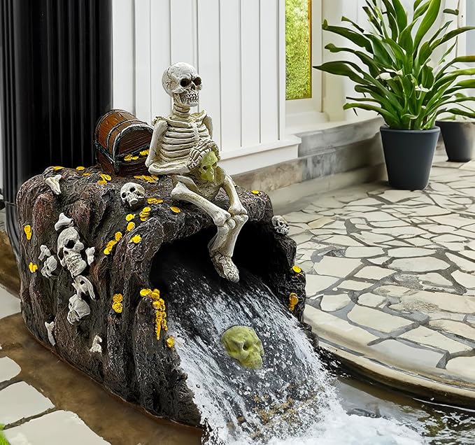 Luminous Skeleton Sculpture Gutter Downspout Extender,Garden Statue Ornament,Decor Downspout Diverter,Perfect Rain Diverter for 3"x4" Downspouts, Eco-Friendly Resin,Perfect Outdoor Decor Gift-BloomoryGarden