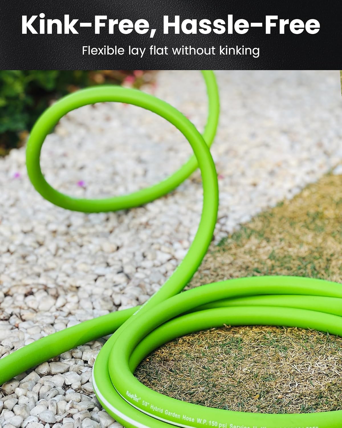 RAINPOINT Short Garden Hose 10ft - Lightweight Water Hose with Swivel Handle - Flexible, Heavy Duty, Hybrid Rubber, with Male to Female Fittings-BloomoryGarden