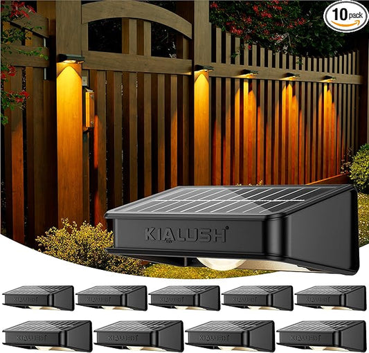 10 Pack Solar Fence Lights - 3 Modes, 9 Colors Outdoor Solar Lights, Waterproof IP 65, 35lm for Step, Stair, Deck, Wall, Patio, Walkway, Porch-BloomoryGarden