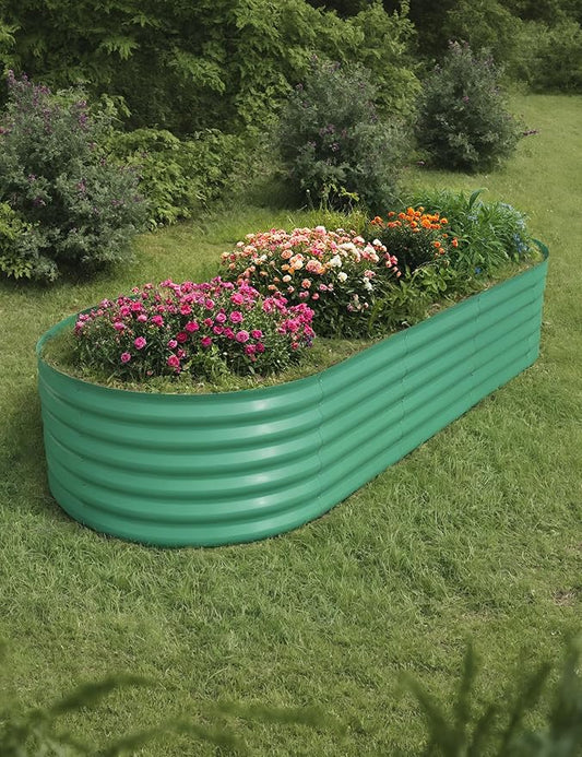 10x4x1.5ft Raised Garden Bed,Galvanized Raised Planter Boxes Outdoor with Easy Assembly, Large Garden Bed for Vegetables, Fruits, Flower,Raised Garden Bed,Green-BloomoryGarden