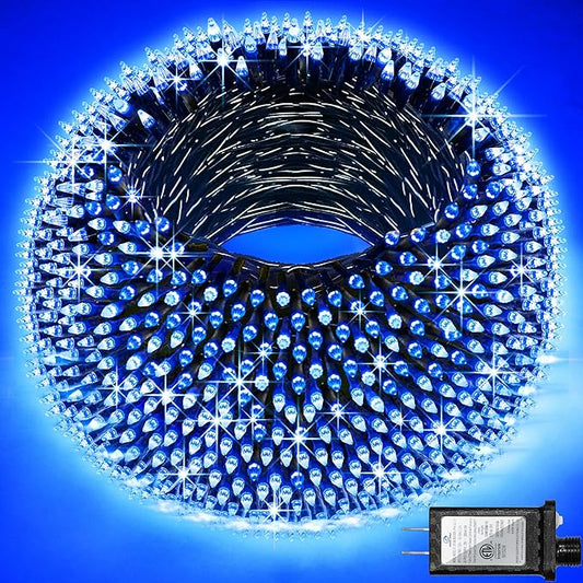 1500 LED 492ft Outdoor Christmas Lights Decorations, Green Wire LED String Lights with Timer Memory, Twinkle Lighs for Indoor Outdoor Party, Tree Wedding, Garden, Patio (Blue)-BloomoryGarden