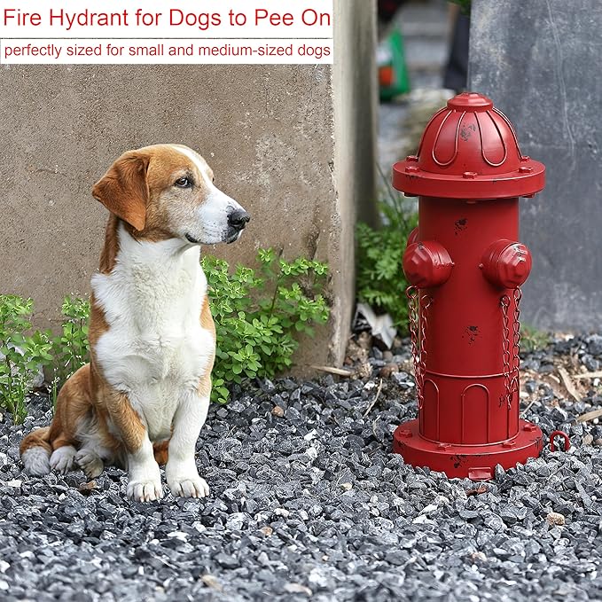16.5" H Metal Fire Hydrant for Dogs to Pee On, Vintage Dog Fire Hydrant Pee Post for Outdoor Decor-BloomoryGarden