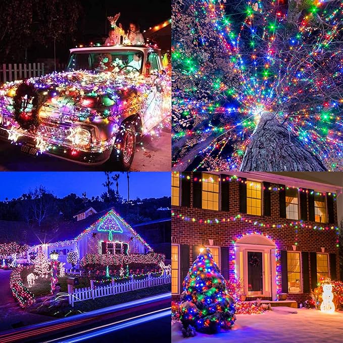 175Ft Christmas Lights Outdoor, 500 LED Christmas String Lights with 8 Modes, Timer, Waterproof Fairy Twinkle Lights for Christmas Party, Garden, Wedding, Holiday, Xmas Tree Decorations (Multicolor)-BloomoryGarden