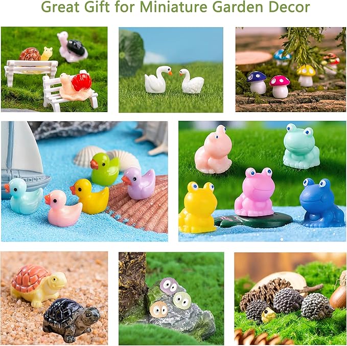 100 Pcs Mini Resin Animals Mini Duck Frog Mushroom Figures Model Kit for Miniature Garden Fairy Garden Dollhouse Decoration and Creative DIY-BloomoryGarden