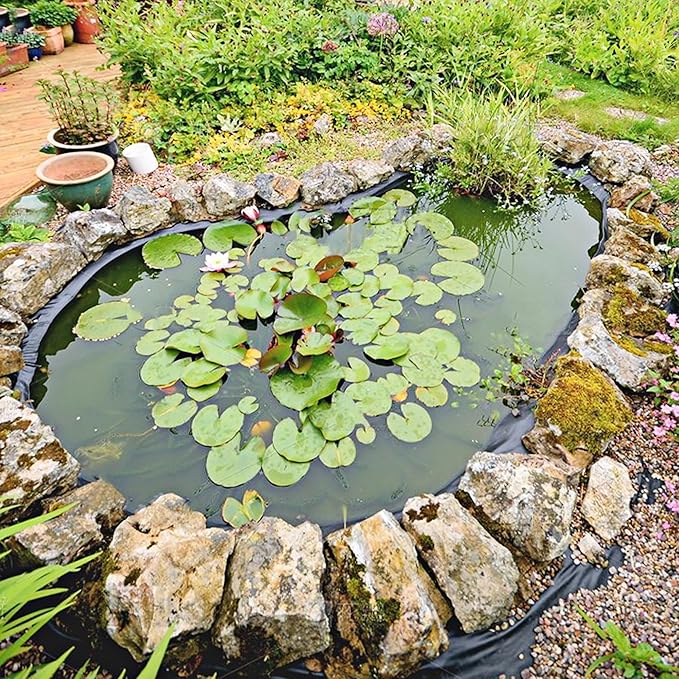 10 x 10 FT Pond Liner, 20 Mil Fish Pond HDPE Liner, Pond Liners for Outdoor Ponds, Koi Ponds, Garden Fountain, Waterfall-BloomoryGarden