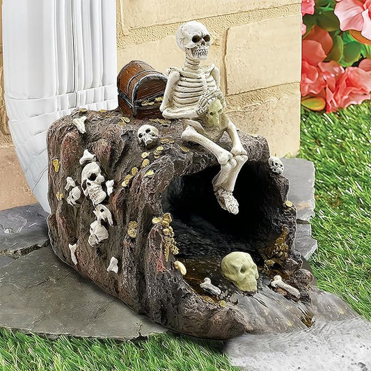 Luminous Skeleton Sculpture Gutter Downspout Extender,Garden Statue Ornament,Decor Downspout Diverter,Perfect Rain Diverter for 3"x4" Downspouts, Eco-Friendly Resin,Perfect Outdoor Decor Gift-BloomoryGarden