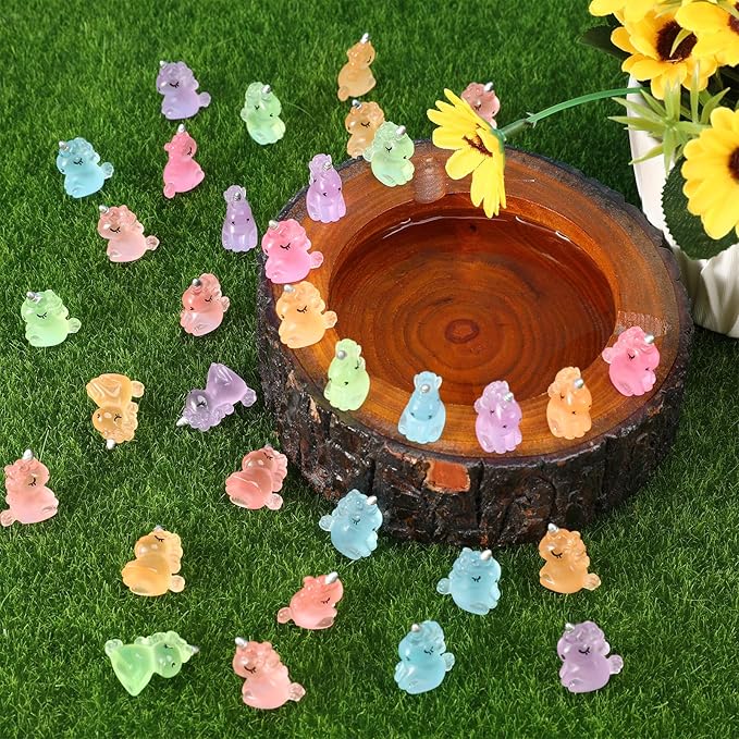 100 PCS Mini Resin Unicorn Luminous Tiny Unicorn Miniature Figurines Glow in The Dark Mini Resin Animals Suitable for DIY Cake Ornaments Crafts Moss Landscape Decoration-BloomoryGarden