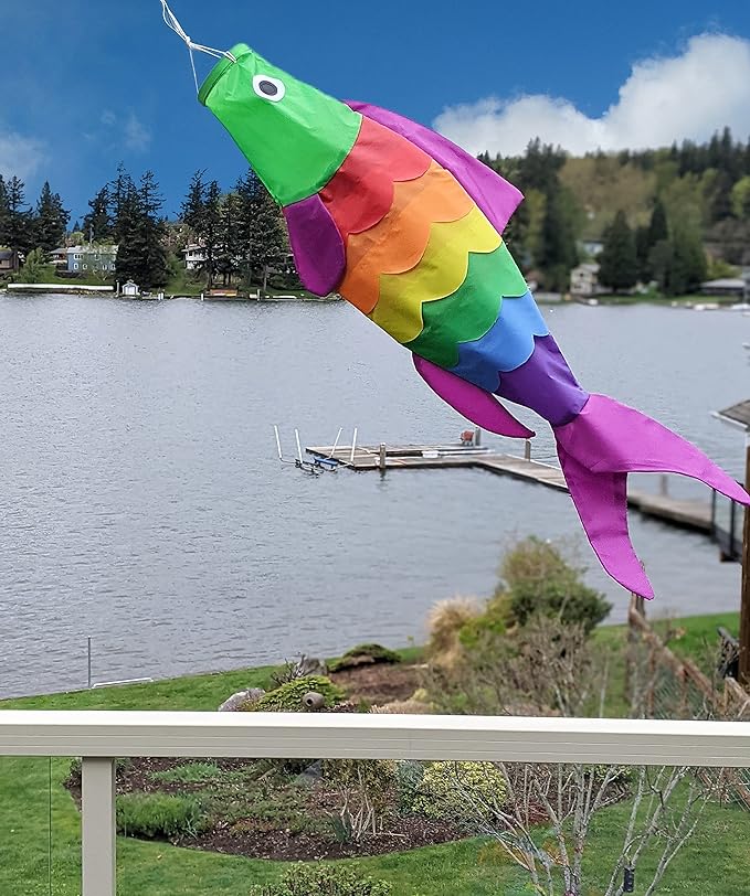 Madrona Brands Rainbow Fish Windsock | Durable Outdoor Hanging Decoration | Yard, Garden, Boat, Home and More | 40-Inch-BloomoryGarden