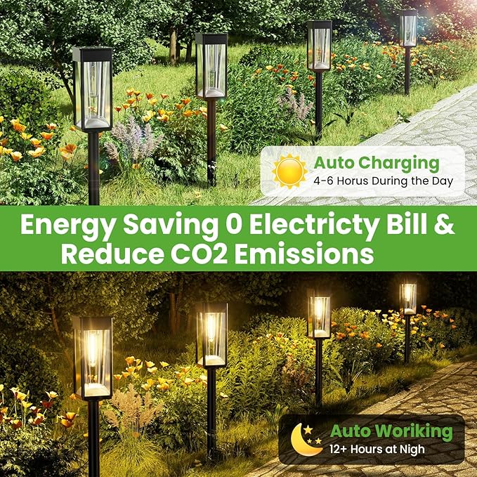 Solar Pathway Lights Outdoor, 2 Pack Solar Garden Lights Outside Pathway, Landscape Path Lights for Patio Lawn Path Walkway Decor-BloomoryGarden