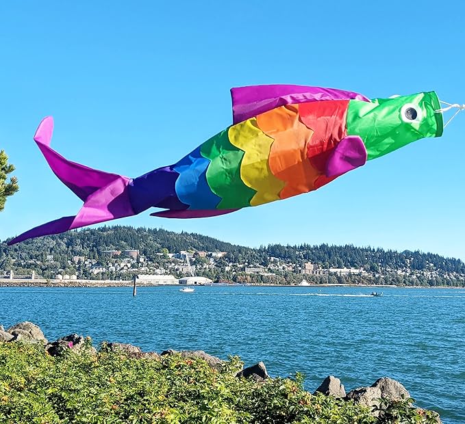 Madrona Brands Rainbow Fish Windsock | Durable Outdoor Hanging Decoration | Yard, Garden, Boat, Home and More | 40-Inch-BloomoryGarden