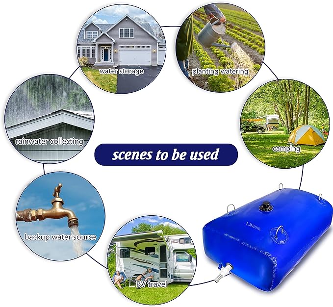 100Gal Portable Water Storage Bladder, Foldable Large Capacity Container Water Tank, Agricultural Irrigation, Camping, Firefighting, Outdoor Household Water-BloomoryGarden