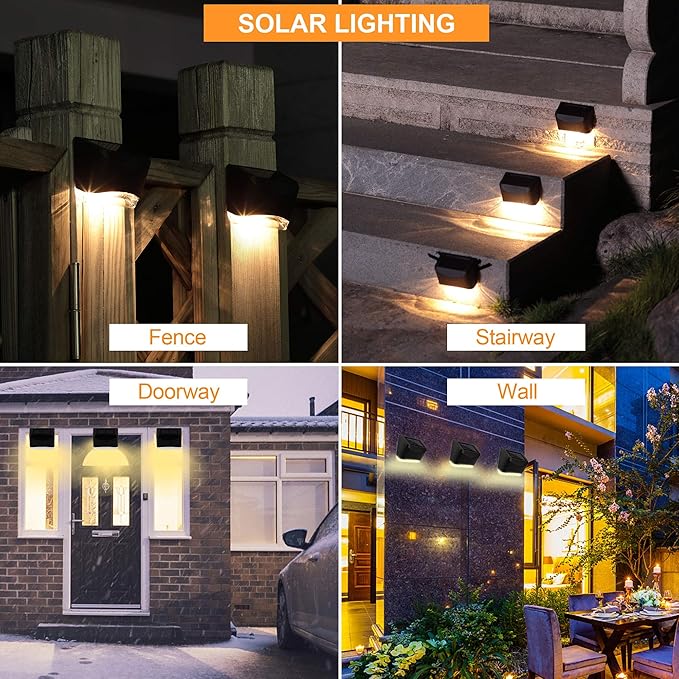 MAGGIFT 12 Pack Solar Deck Lights, Outdoor Solar Powered Fence Step Lights, Deck Lights Waterproof Outside Night Lights Decor for Steps Stairs Walkway Garden Fences Wall, Warm White-BloomoryGarden