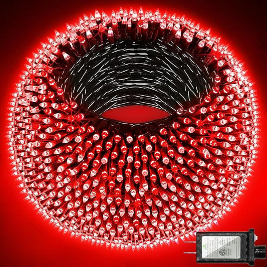 1500 LED 492FT Christmas Lights With Timer Memory - Green Wire String Lights for Indoor Outdoor Decorations, Christmas Tree, Party, Xmas, Wedding, Garden, Patio - Red-BloomoryGarden