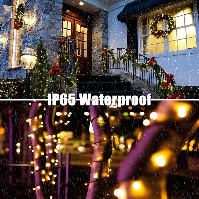 100 LED Christmas String Lights, 39FT Indoor Christmas Lights Plug-in with 8 Modes & Timer & Memory Function, Waterproof Christmas Lights Outdoor for Holiday Party Christmas Tree Decor-BloomoryGarden