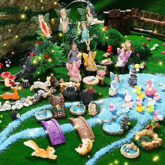 120 Pieces Garden Kit Accessories Garden Animals Miniatures Fairies Miniature Figurines Micro Landscape Ornaments DIY Kit for Outdoor Yard Lawn-BloomoryGarden