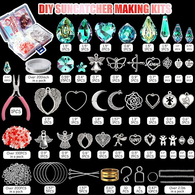 10 Sets DIY Suncatcher Kits 500PCS Valentine's Day Suncatchers Craft Kits Heart Suncatcher Ornaments DIY Sun Catchers Kit for Adults Valentine's Day Home Wedding Garden Decor Favors Gift (Love shape)-BloomoryGarden