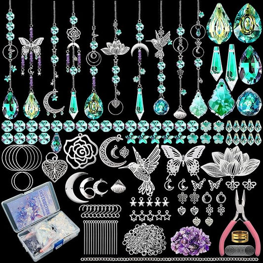 10 Sets DIY Suncatchers 420pcs Sun Catchers Making Supplies Kit Crafts for Adults Hanging Prism Sun Catcher with Crystals Rainbow Maker for Indoor Window Home Wedding Garden Spring Decor (hummingbird)-BloomoryGarden