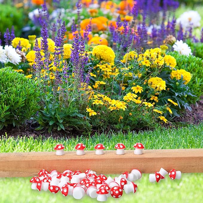 160 Pcs Tiny Mushrooms Mini Figurines Miniature Cute Colorful Mushroom Figurines Indoor Outdoor Mushroom Statue Decor Mushroom Decoration for Garden Landscape Bonsai Craft Ornament (Red, S, M, L)-BloomoryGarden