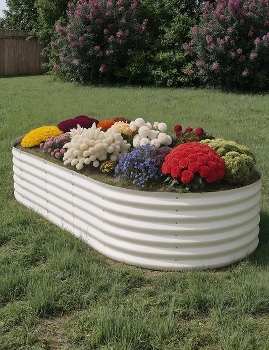 10x4x1.5ft Raised Garden Bed,Galvanized Raised Planter Boxes Outdoor with Easy Assembly, Large Garden Bed for Vegetables, Fruits, Flower,Raised Garden Bed,Beige-BloomoryGarden