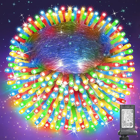 175Ft Christmas Lights Outdoor, 500 LED Christmas String Lights with 8 Modes, Timer, Waterproof Fairy Twinkle Lights for Christmas Party, Garden, Wedding, Holiday, Xmas Tree Decorations (Multicolor)-BloomoryGarden