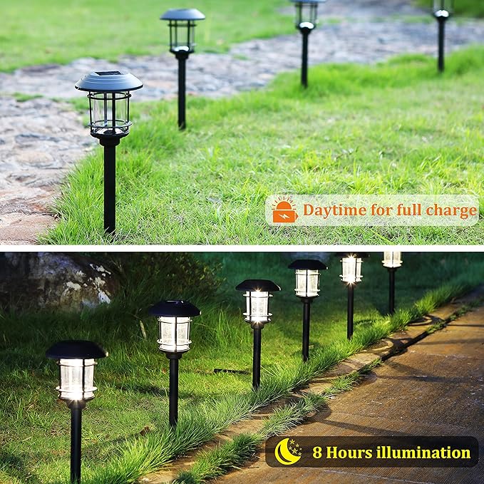MAGGIFT Solar Powered Pathway Lights - 6 Pack, Waterproof, Warm White for Lawn, Patio, Yard, Walkway, Deck, Driveway-BloomoryGarden