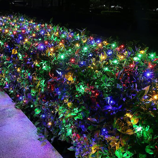 Lomotech 12ft x 5ft 360 LED Christmas Net Lights, 8 Modes Waterproof With Timer Low Voltage Connectable Mesh Lights for Trees, Bushes, Shurb, Garden, Outdoor Decoration(Green Wire, Multi-colored)-BloomoryGarden