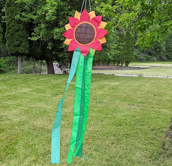 Madrona Brands Red Flower Windsock | Durable Outdoor Hanging Decoration | Yard, Garden, Patio, Home and More | 42-Inch-BloomoryGarden